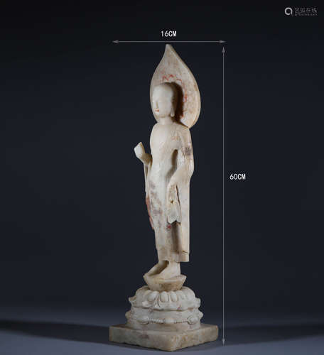 White jade statue of Sakyamuni Buddha in Tang Dynasty