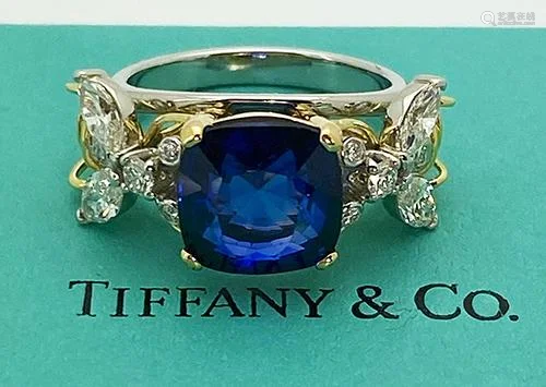 Tiffany Schlumberger Double Bee Platinum Gold Sapphire