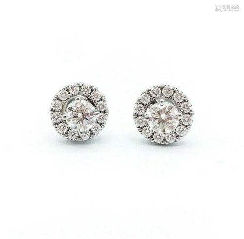 1.5ctw Diamond Halo Petit Stud Earring w/ GIA Cert