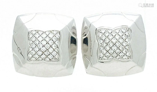 Bvlgari 18k White Gold Diamond 25mm Earrings