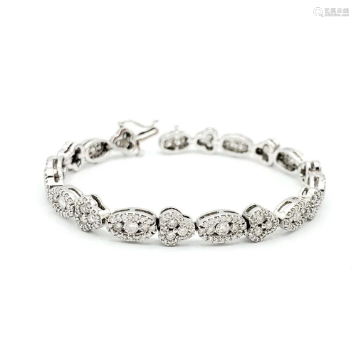 8ct VS-SI/G-H Diamond with 14K White Gold Bracelet