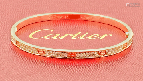 CARTIER 18K YELLOW GOLD PAVE DIAMOND LOVE BRACELET