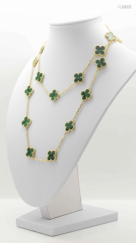 Van Cleef & Arpels Malachite 20 motif 18K Gold Necklace