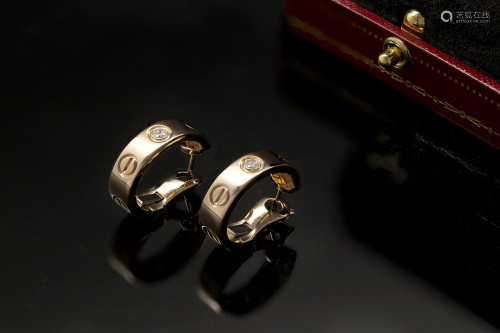 Cartier Love Hoop Earring 18K Rose Gold Diamond