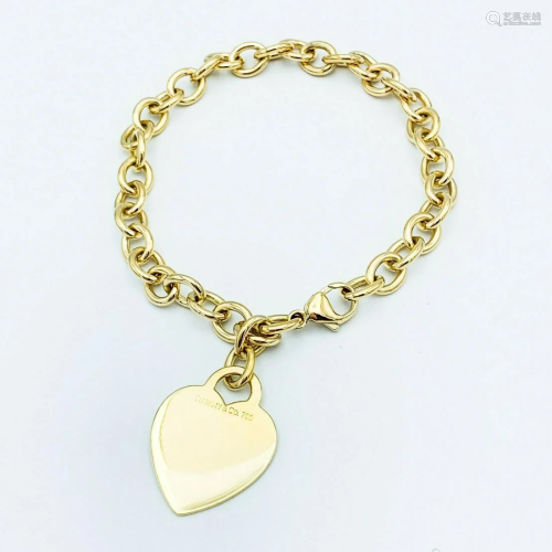 Tiffany & Co 18K Yellow Gold Heart Tag Charm Bracelet