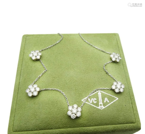 Van Cleef & Arpels 18k 5 Fleurette Diamond Necklace