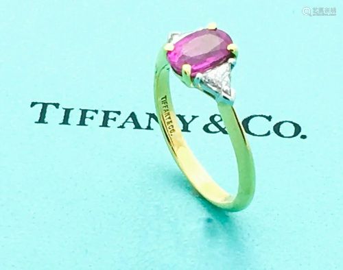 Tiffany & Co 18k Gold Platinum Pink Sapphire Diamond