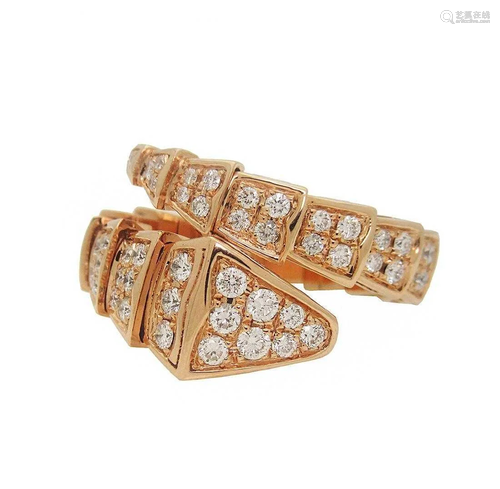 BULGARI B. SERPENTI 18KT ROSE GOLD DIAMOND RING