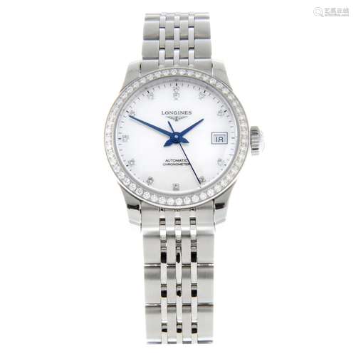 CURRENT MODEL: LONGINES - a Record bracelet watch.