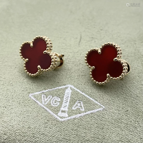 Van Cleef & Arpels Alhambra Carnelian Earrings