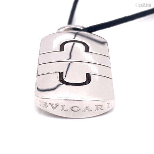 18k BVLGARI Pendant With Leather Chain