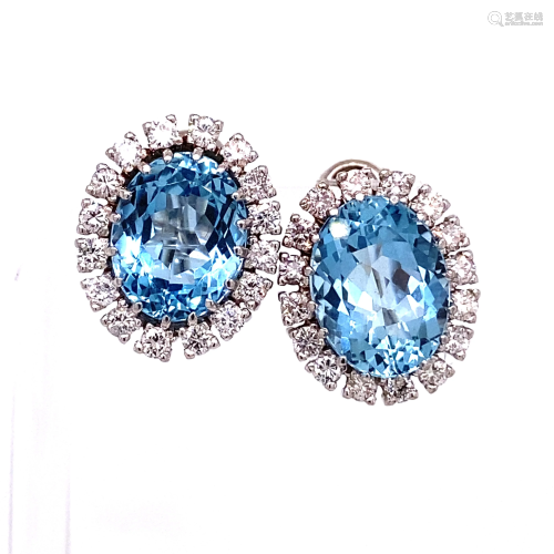 18k Aquamarine Diamond Clip EarringsÊ