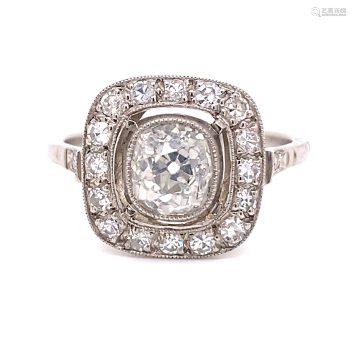 Platinum Euro Cut Diamond Engagement Ring