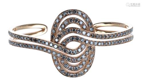 18k rose gold diamond set bangle, round brilliant-cut diamon...