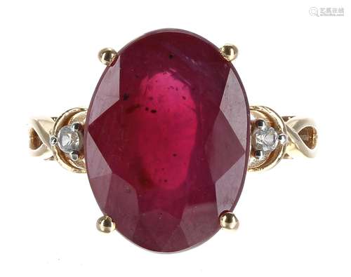 9ct ruby and diamond set ring, 5gm, 16mm, ring size N (14008...