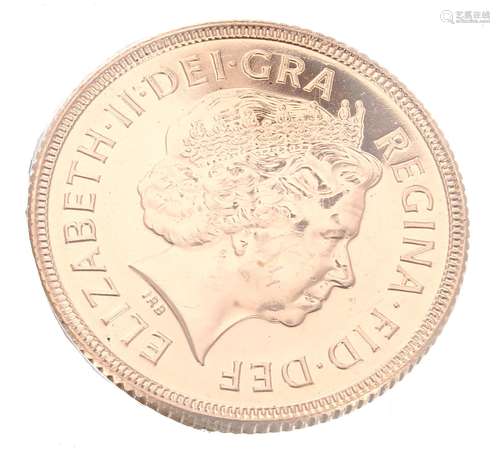 Queen Elizabeth II Golden Jubilee 2002 sovereign coin, with ...