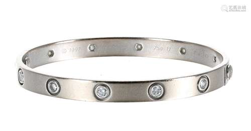 Cartier 18k white gold diamond set 'Love' bangle, set with t...