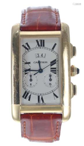 Cartier Tank Americaine 18k chronograph gentleman's wristwat...