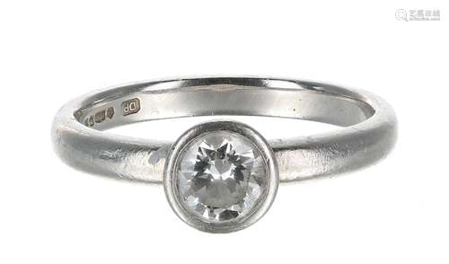 Platinum diamond rub over solitaire ring, round brilliant-cu...