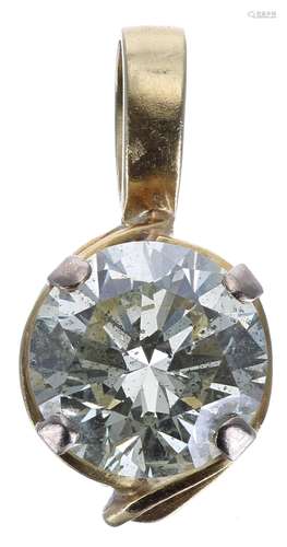 Large round brilliant-cut diamond set yellow gold pendant, 4...