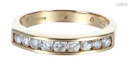 18ct yellow gold diamond set half eternity ring, 0.40ct appr...