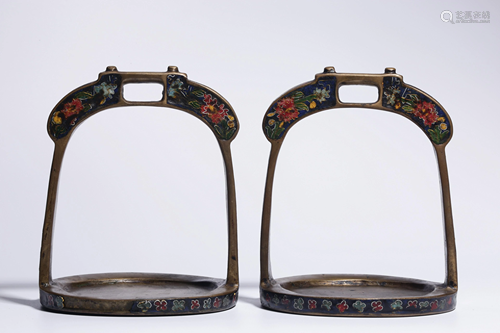 Repulic of China - A Pair of Cloisonne 'Flower' Stirrup