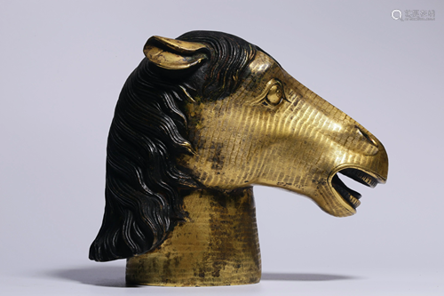 Qing Dynasty - Gilt Bronze Horse Head Ornament