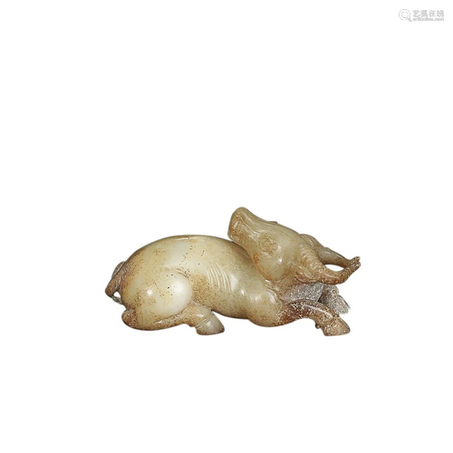 HETIAN JADE 'OX' ORNAMENT