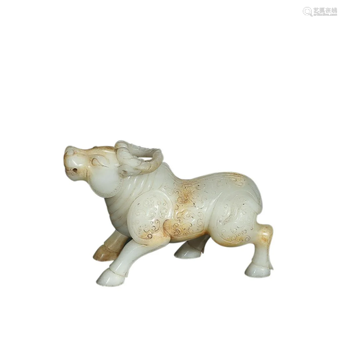 HETIAN JADE 'OX' ORNAMENT