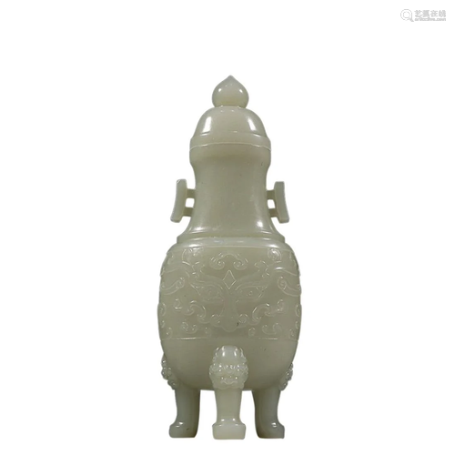 HETIAN JADE ' ANIMAL MASK ' VASE