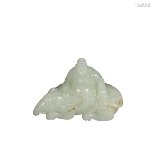 HETIAN JADE 'MAITREYA AND ELEPHANT' GROUP