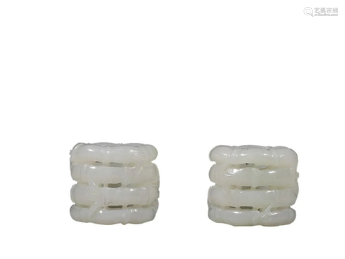 PAIR OF HETIAN JADE THUMB RINGS