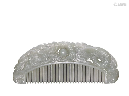 HETIAN JADE 'DRAGON AND PHOENIX' COMB