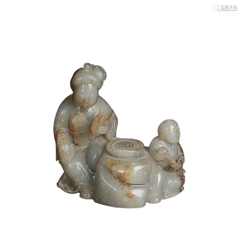 HETIAN JADE 'WOMAN AND CHILD' GROUP