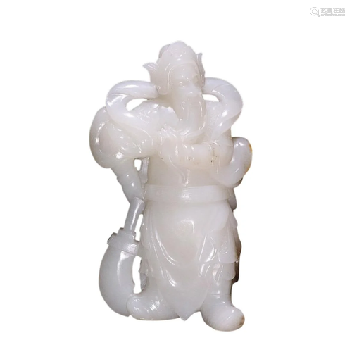 HETIAN JADE FIGURE OF GUANGONG