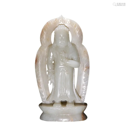 HETIAN JADE FIGURE OF BUDDHA