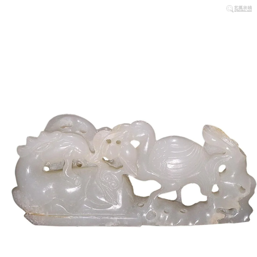 HETIAN JADE 'MANDARIN DUCK' BRUSH HOLDER