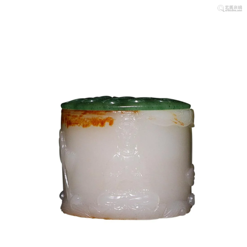 HETIAN JADE THUMB RING WITH BOX