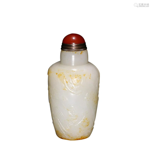 HETIAN JADE 'FIGURE STORY' SNUFF BOTTLE