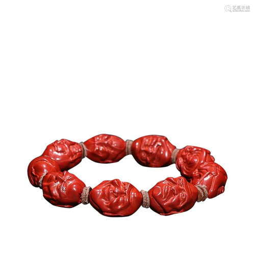 CINNABAR 'ARHAT' BEADED BRACELET