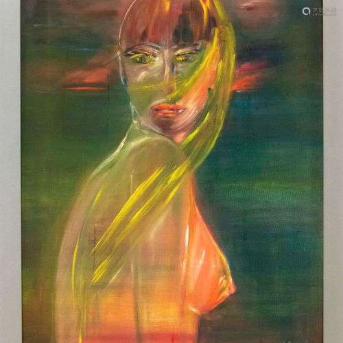 M. Pohl, 21st century, abstracted female semi-nude, oil on c...