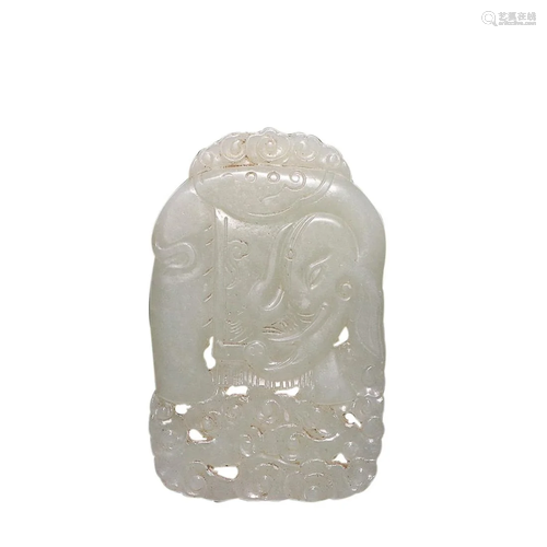 HETIAN JADE 'ELEPHANT' PLAQUE