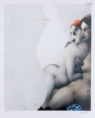 Paul Wunderlich (1927-2010), two color lithographs: ''Angel'...