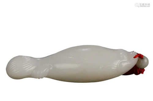 WHITE JADE 'FISH' HAND PIECE