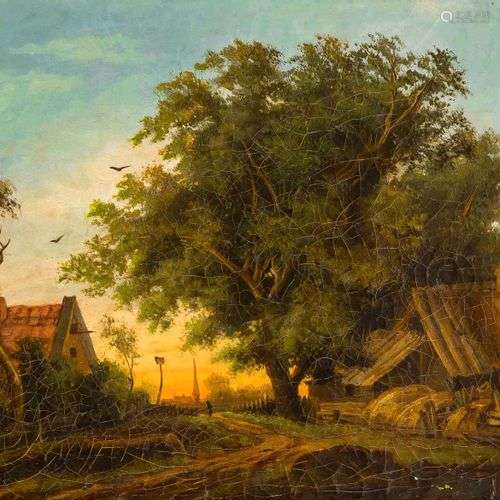 Heinrich Fritz (XIXI) (attrib.), Farm with imposing tree in ...