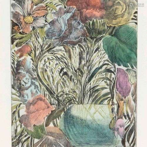 Ernst Fuchs (1930-2015), Blumenstück, color etching, signed ...