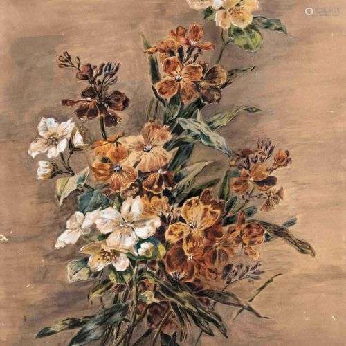 Monogrammed CR c. 1910, still life of flowers, watercolor on...