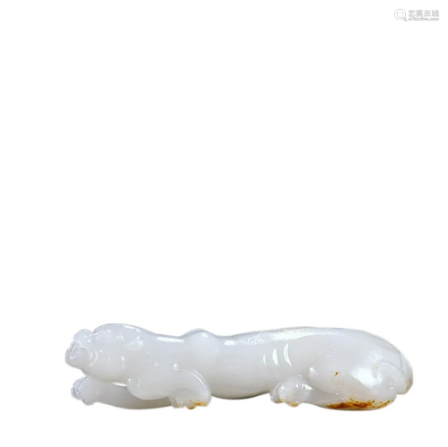 HETIAN WHITE JADE 'AUSPICIOUS BEAST' ORNAMENT