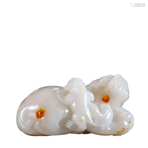 HETIAN WHITE JADE 'BEAST' ORNAMENT