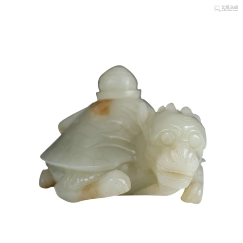 HETIAN JADE DRAGON-TURTLE SHAPED WATER BOWL